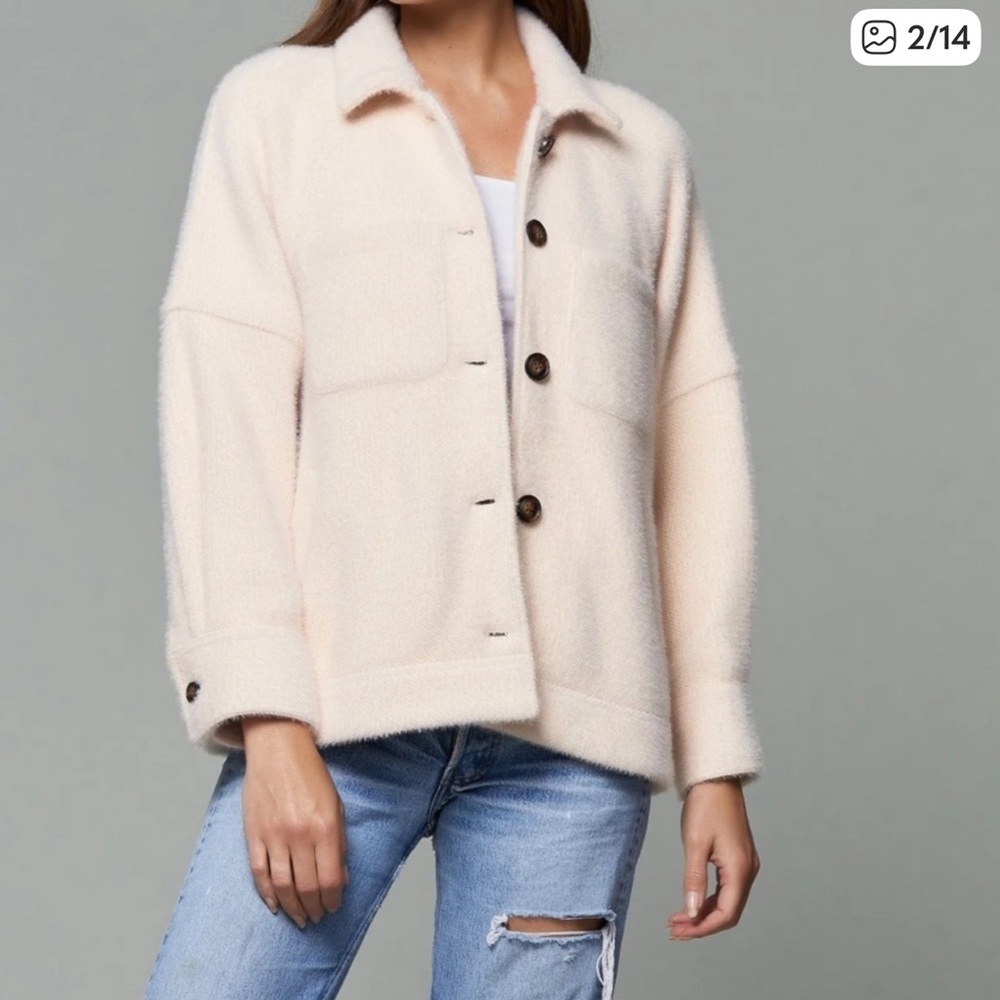 Anthropologie GREYLIN Off-White Jacket Oversized Button Down Jacket